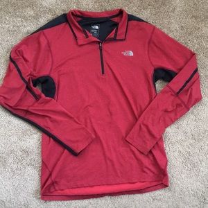 North face red quarter zip light jacket medium